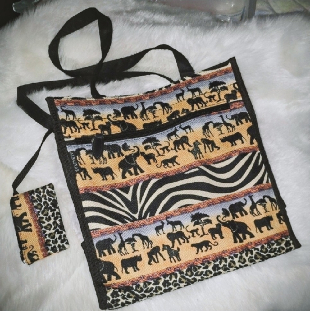 AFRICAN Print Tote Bag with Matching Coin Purse